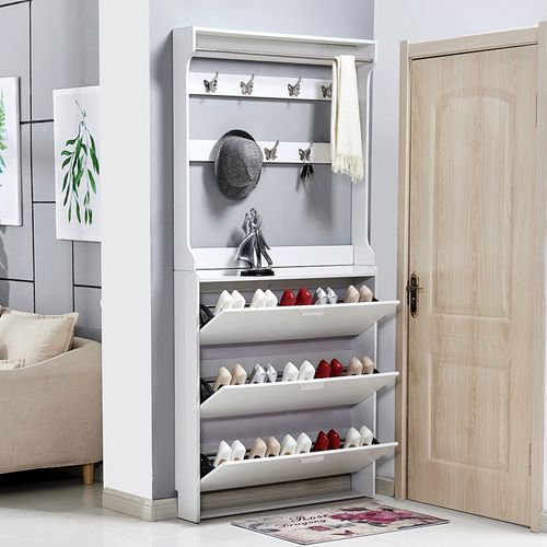 翻斗鞋柜超薄17简约现代厅柜简易组装家用经济型口鞋柜带衣架视频