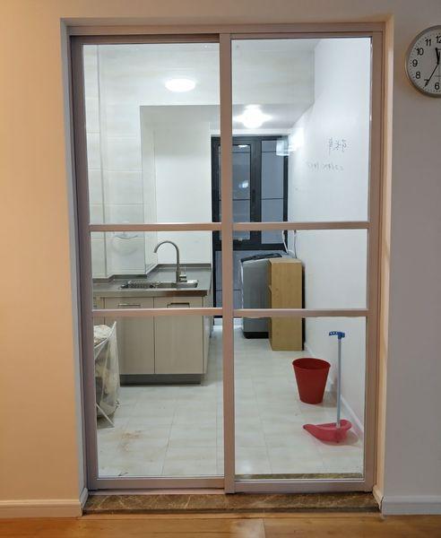 隔断定制钢化玻璃书房滑轨门阳台钛镁合金推拉移门 厨房玻璃移门