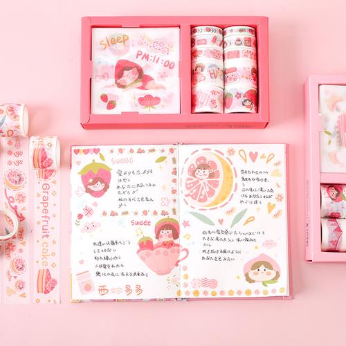 手帐少女网红款夏日工具系列账本套装和纸手杖可爱diy装饰手水果古风