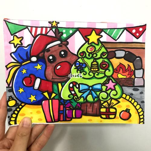 马克笔儿童画圣诞节儿童画_圣诞节去哪玩_马克笔_简笔