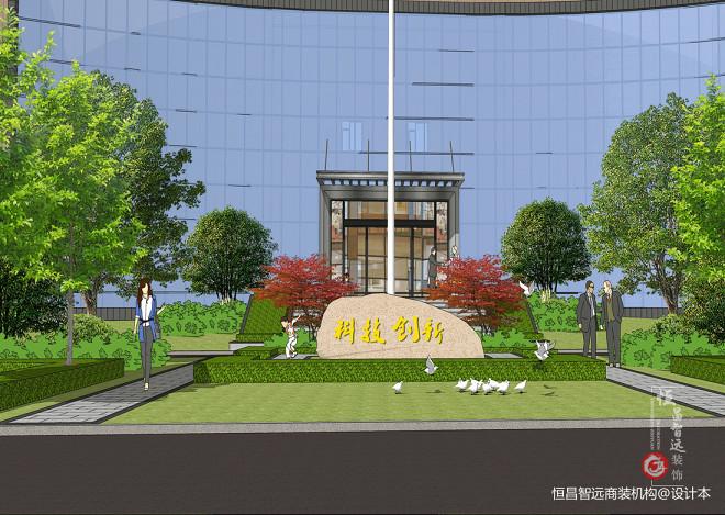 65万元办公空间1200平米装修案例_效果图 - 阳曲厂区办公楼绿化设计