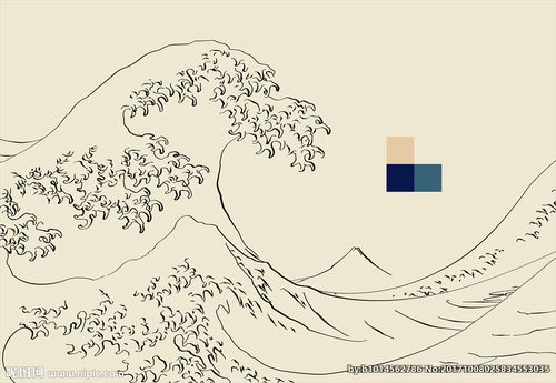 奈良川 冲浪里描边图片