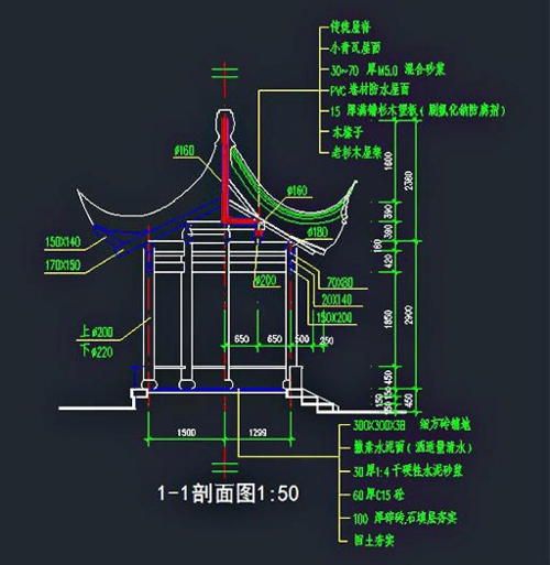 六角亭模型施工图