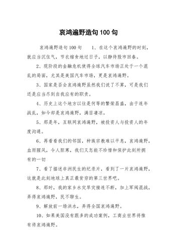 哀鸿遍野造句100句