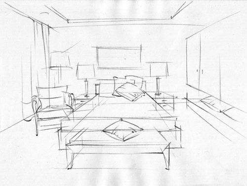 家居卧室室内手绘步骤线稿
