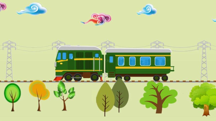 卡通绿皮小火车动画