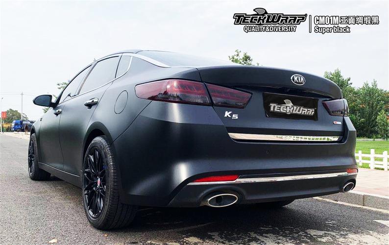 起亚k5 汽车改色贴膜teckwrap美国秃鹰cm01m亚面绸缎黑