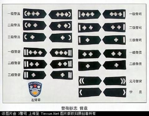 再往下一个级别,警衔中还有科员(警长)职,警衔是三级警督至三级警司