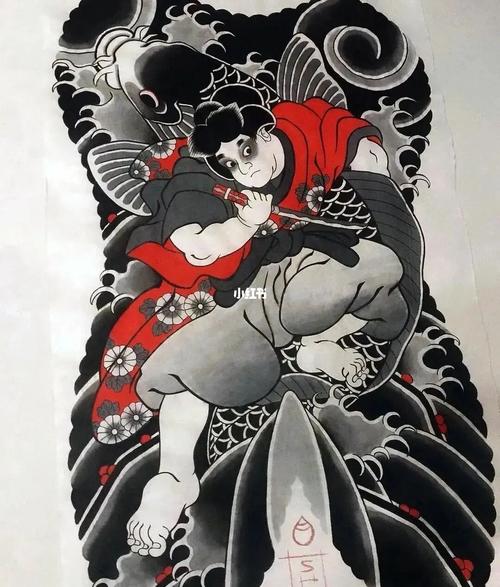 太原纹身‖日式鬼若丸杀鲤手稿分享