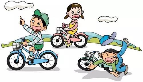 骑车摔倒的男孩简笔画