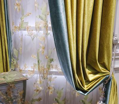 欧式窗帘意大利绒窗帘遮光纯色法兰绒窗帘布 客厅美式