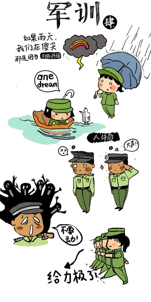 军训漫画:让人苦也让人甜!