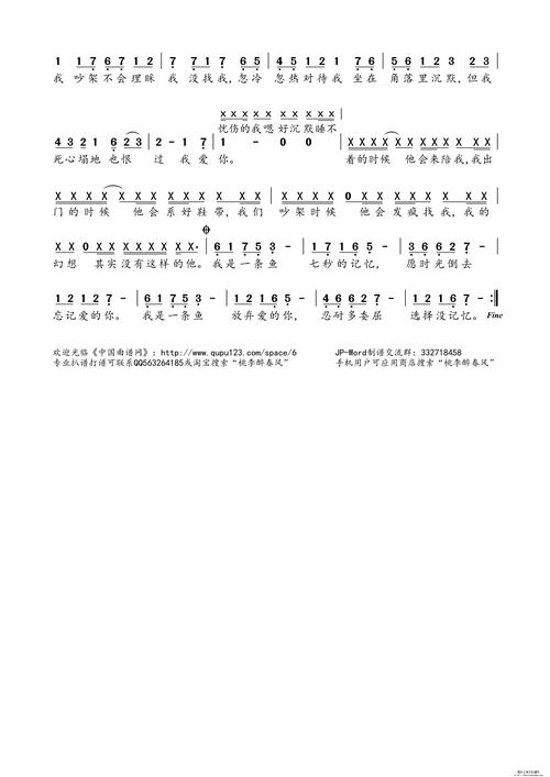 曲谱名:忧伤的我简谱