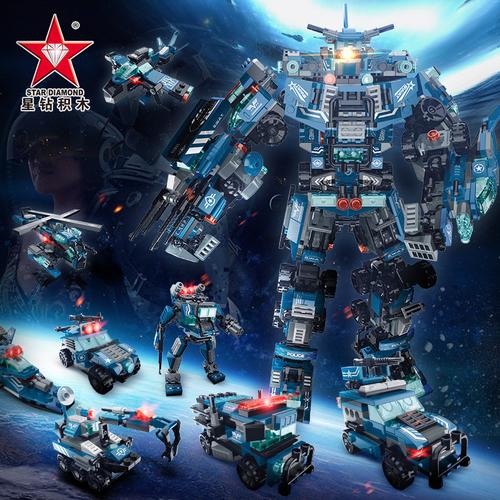 益智启蒙盒装积木战警拼装拼插星钻