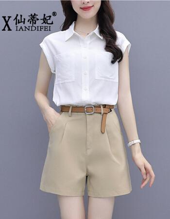 服饰内衣>女装>短裤>柏潮>柏潮休闲两女2021年夏季新款气质时尚宽松
