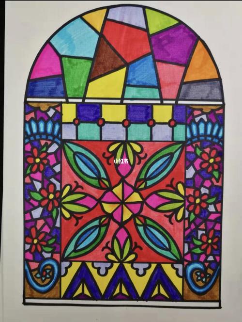 彩色花窗_儿童画_建筑_窗花_创意儿童画_文化_绘画