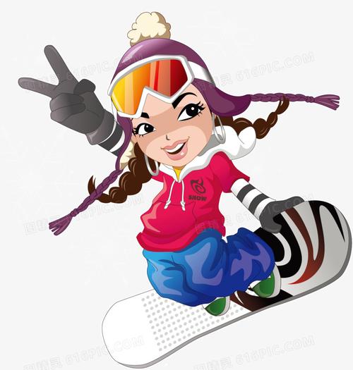 冬天冬季卡通手绘女孩可爱图精灵为您提供卡通手绘滑雪女孩免费下载