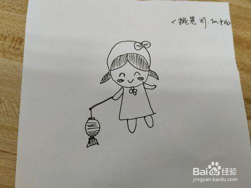 挑着灯笼的女孩简笔画怎么画?