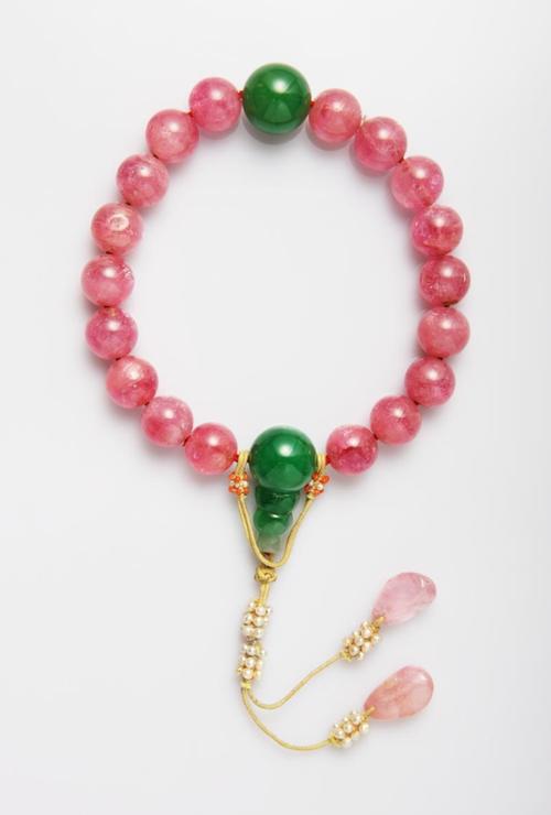 清碧玺带翠饰十八子手串