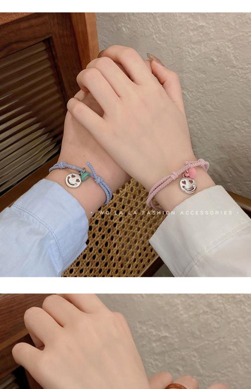 jlmx磁铁相吸手链二人情侣闺蜜款小皮筋学生简约女生手绳一对女吸铁石