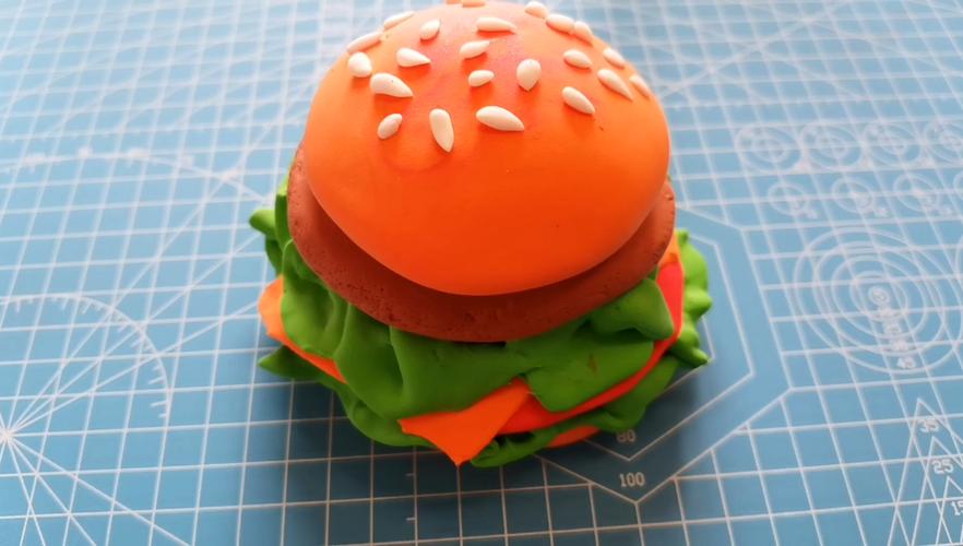简单好做手工黏土橡皮泥食物汉堡,一看就会适合亲子互动游戏