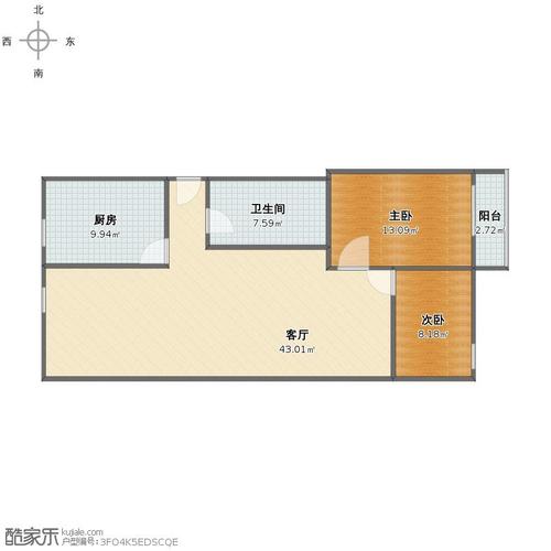馨苑小区2室1厅1卫1厨93.00㎡户型图