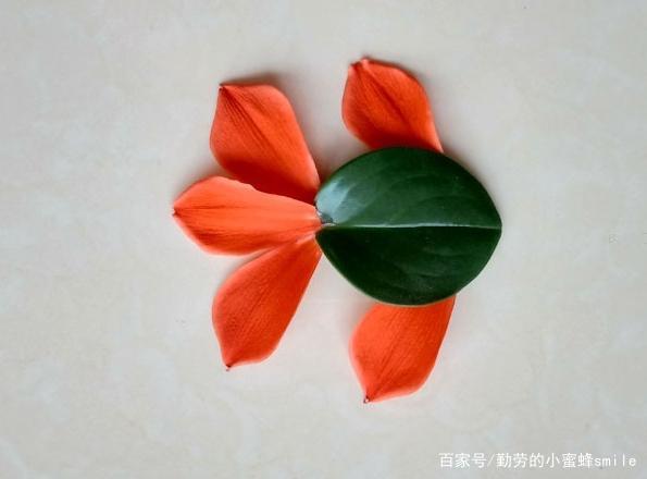 幼儿家庭小手工手工贴画作品图片 用花瓣和树叶制作
