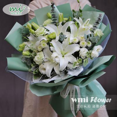 19朵粉白混搭玫瑰花束福州泉州晋江厦门花店同城鲜花速递生日送花