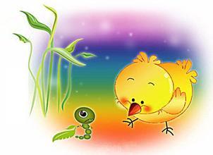 小鸡吃虫子的故事