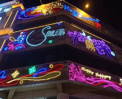 主题灯饰画_灯饰画设计方案_楼体灯饰画制作_圣诞灯饰画_灯光美陈