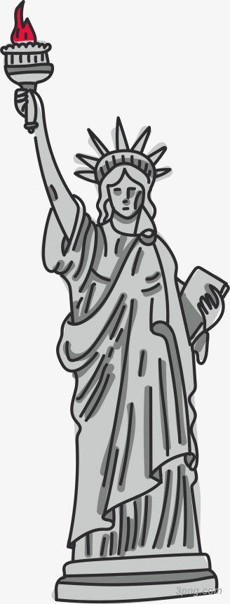 自由女神像矢量卡通风格美国