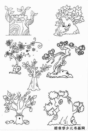 简笔画各种树木