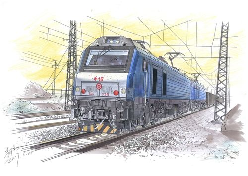 这张主要用到马克笔和彩铅,天空的黄颜色主要考虑到与火车蓝色形成