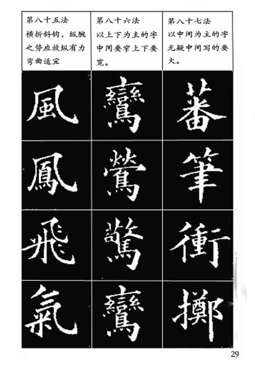 欧体楷书间架结构一百二十八法