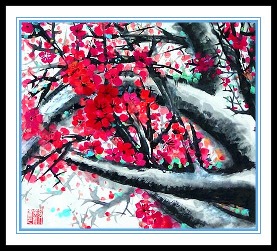[转载]龚广新绘画作品之十七《红梅迎春》
