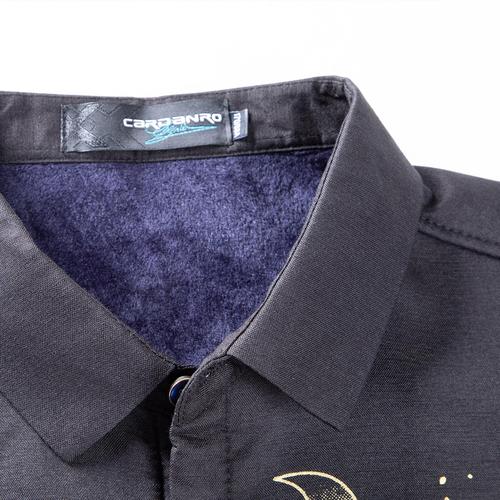 卡丹路男装特卖旗舰店 2018秋冬季新款男士方领印花修身时尚男装衬衣