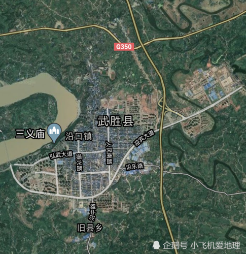 (武胜县城卫星地图) 武胜县区位优势明显,处在广安市,南充市,遂宁市和