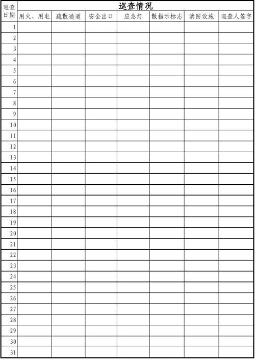 消防巡查记录表内页竖版
