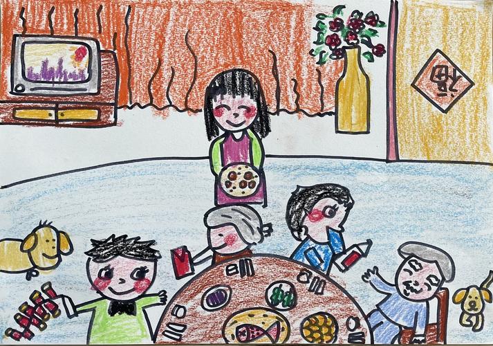二,《绘画》 新年新气象,通过让小朋友们讲述新年的景象的故事,把故事