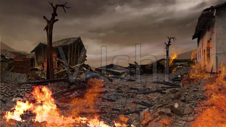 战火废墟led视频背景_1920x1080_高清视频素材下载(编号:4122492)