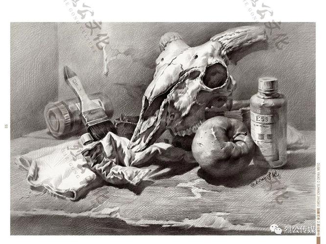 独霸艺考素描静物临摹范本2019烈公文化吴居才基础素描单体组合静物