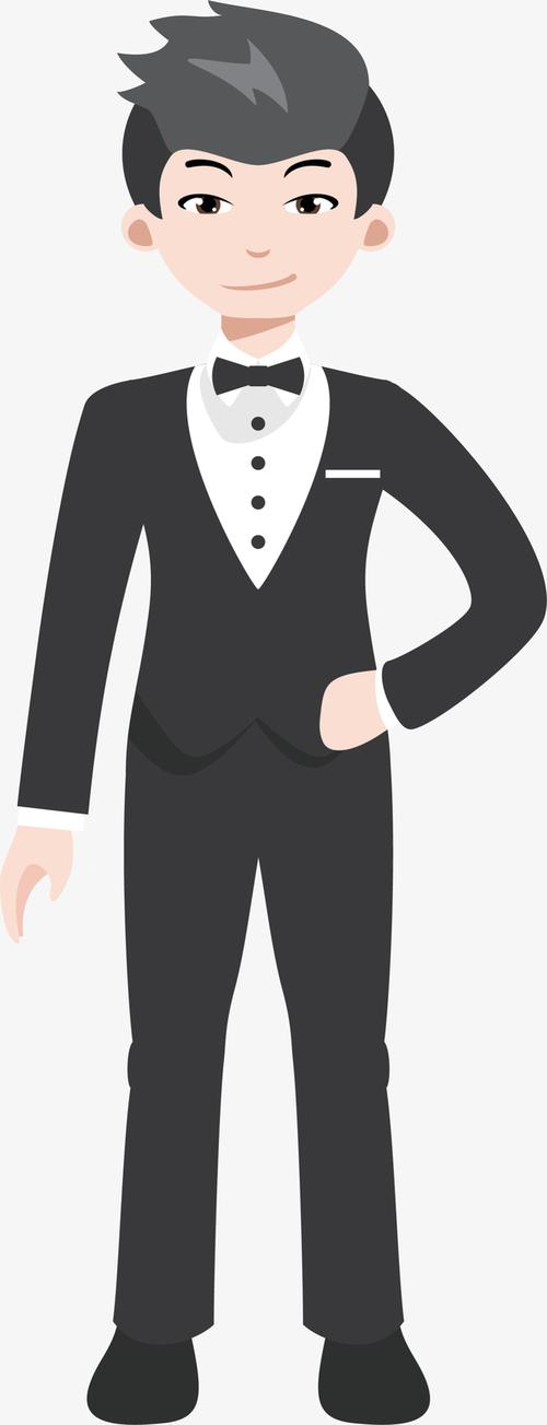 黑色卡通帅气新郎