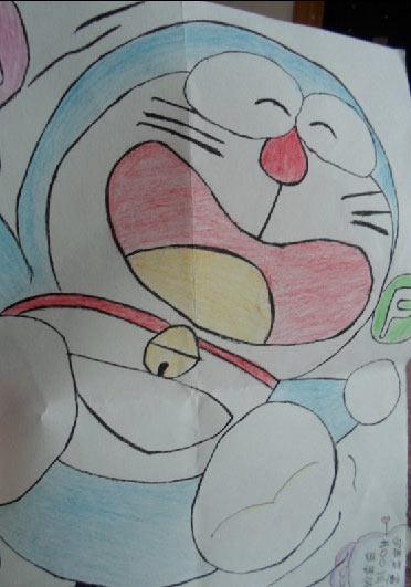 卡通人物铅笔画作品-哆啦a梦