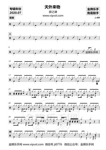 薛之谦 - 天外来物 鼓谱(动态)15元