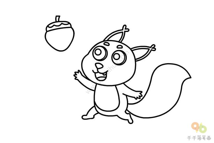 第五步:在松鼠旁边画出一颗大大的松果