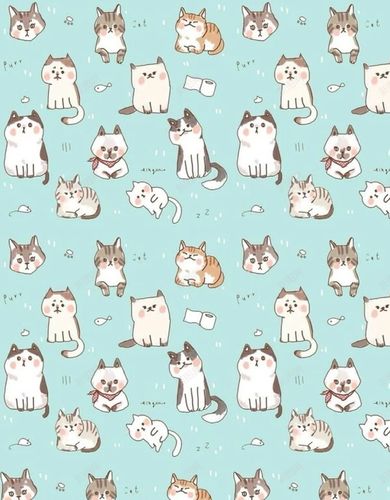 蓝色可爱卡通猫咪壁纸平面广告jpg高清背景_新图网 https://ixintu.