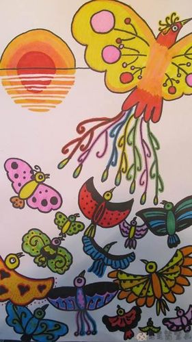 爱鸟护鸟儿童画,保护鸟类儿童绘画