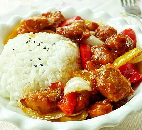 双色糖醋肉饭