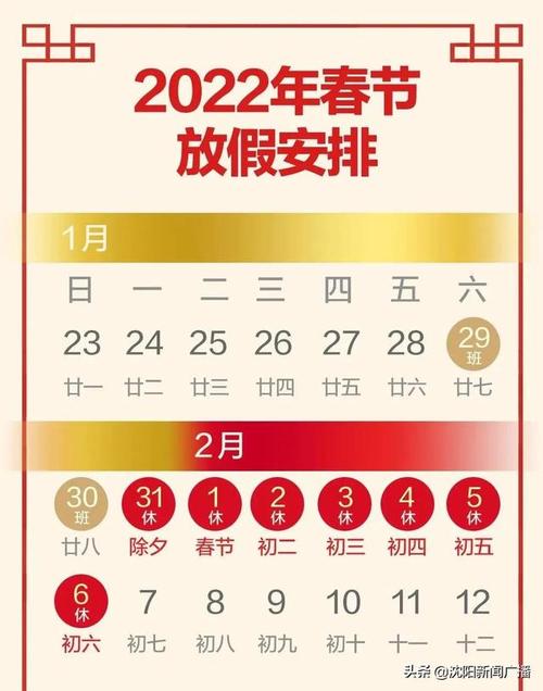初六)1月31日(星期一,除夕)现将2022年春节放假安排通知如下——根据