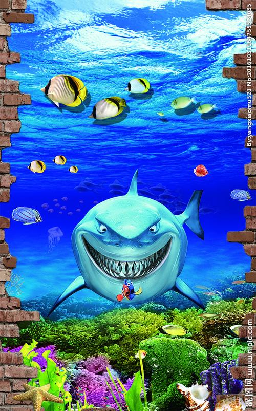 3d立体海底世界玄关背景墙图片